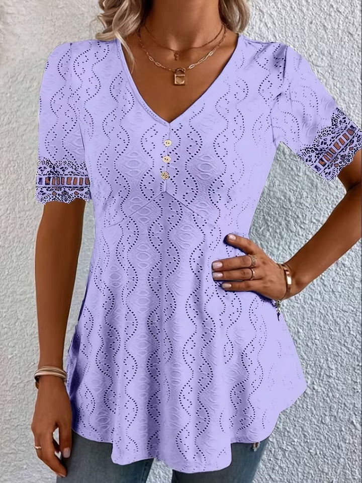 Meridia - Blusa de tacto suave con escote en V