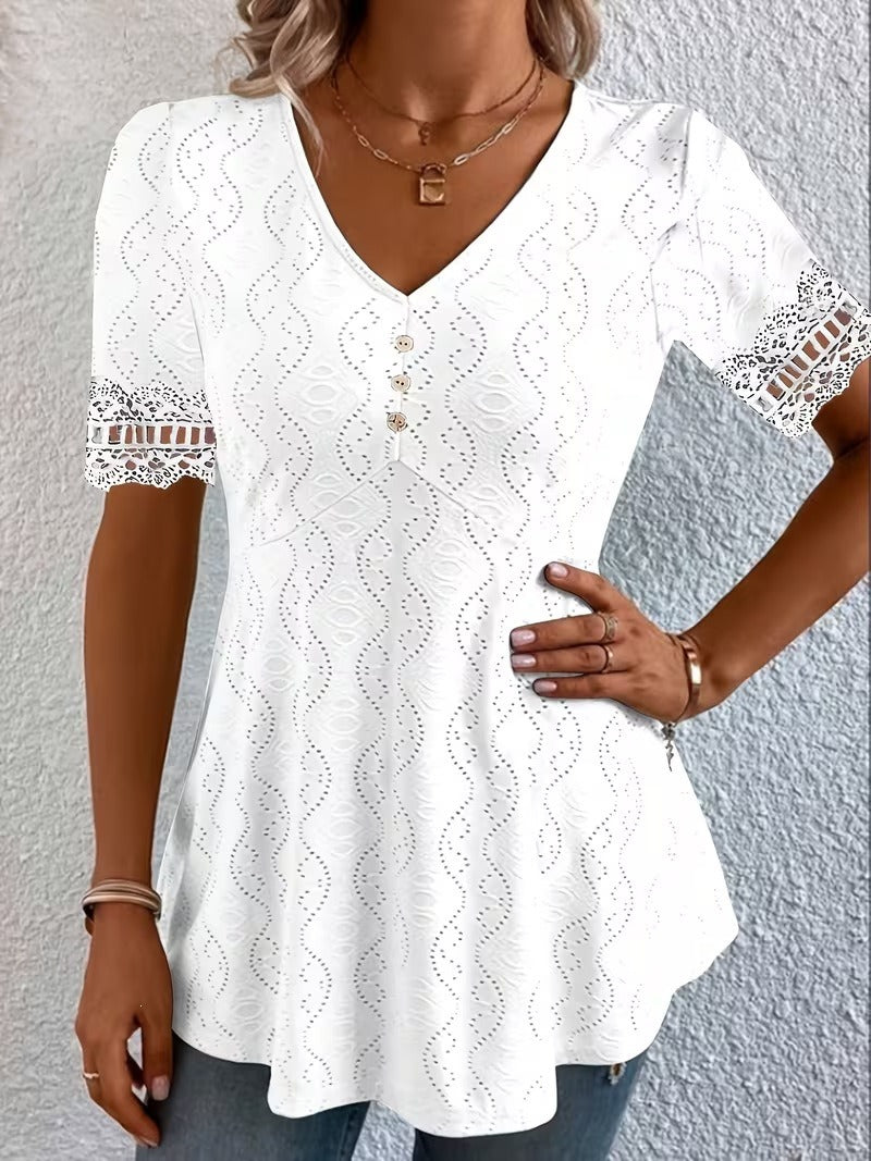 Meridia - Blusa de tacto suave con escote en V