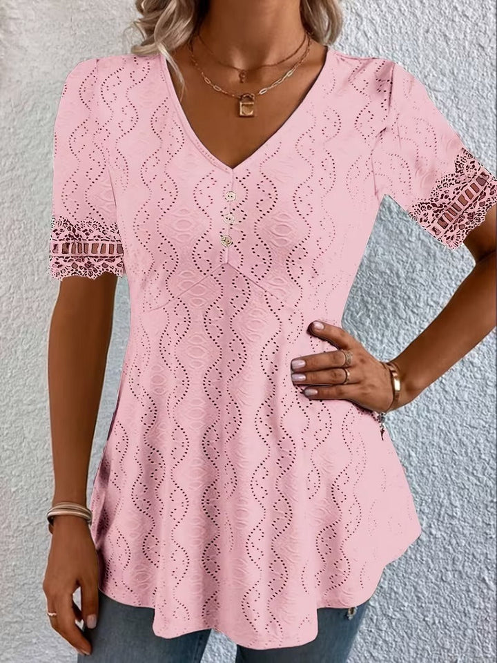Meridia - Blusa de tacto suave con escote en V