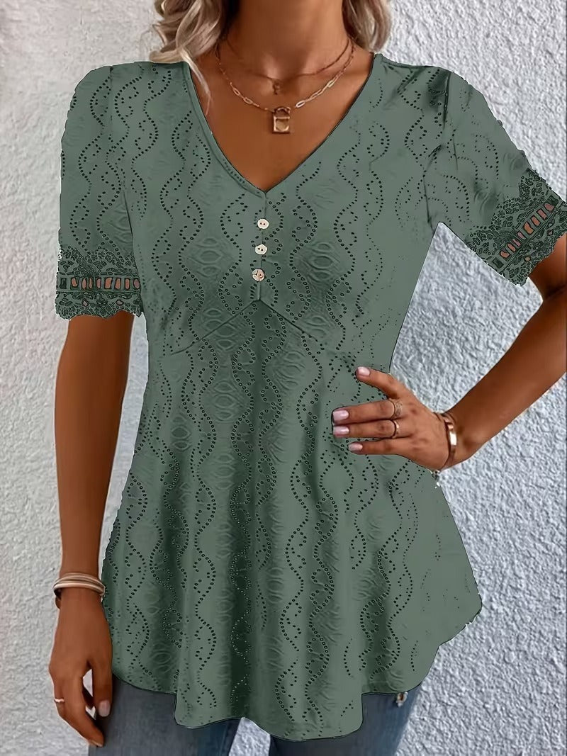 Meridia - Blusa de tacto suave con escote en V