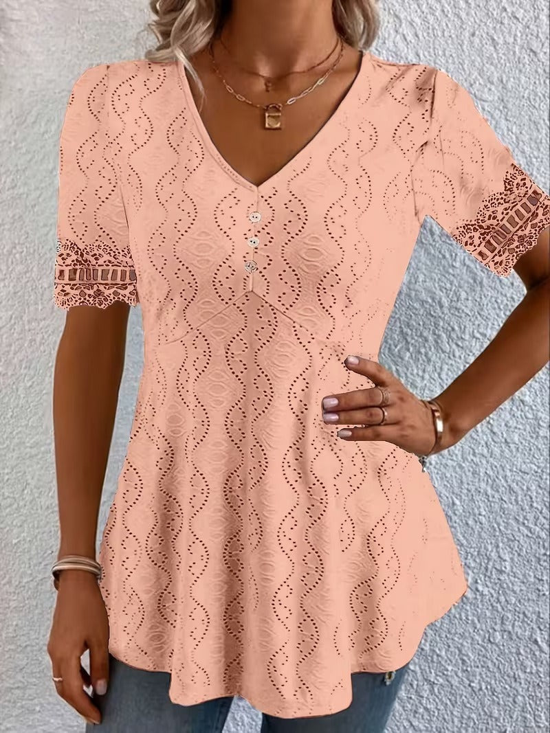 Meridia - Blusa de tacto suave con escote en V