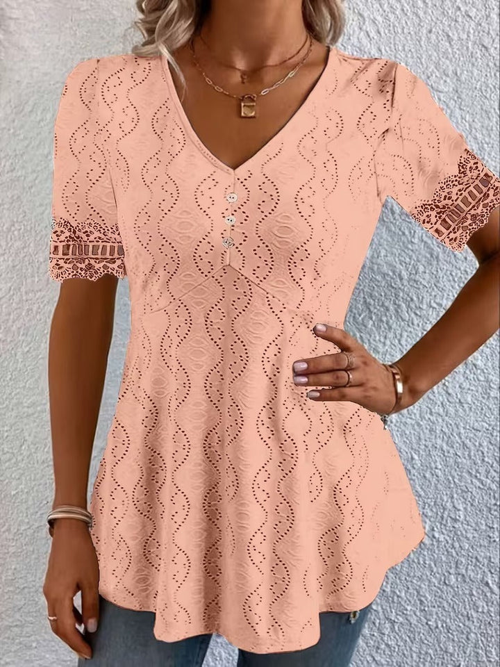 Meridia - Blusa de tacto suave con escote en V