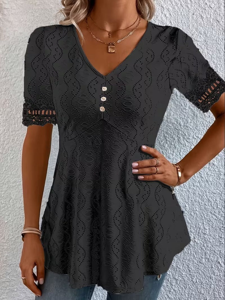 Meridia - Blusa de tacto suave con escote en V