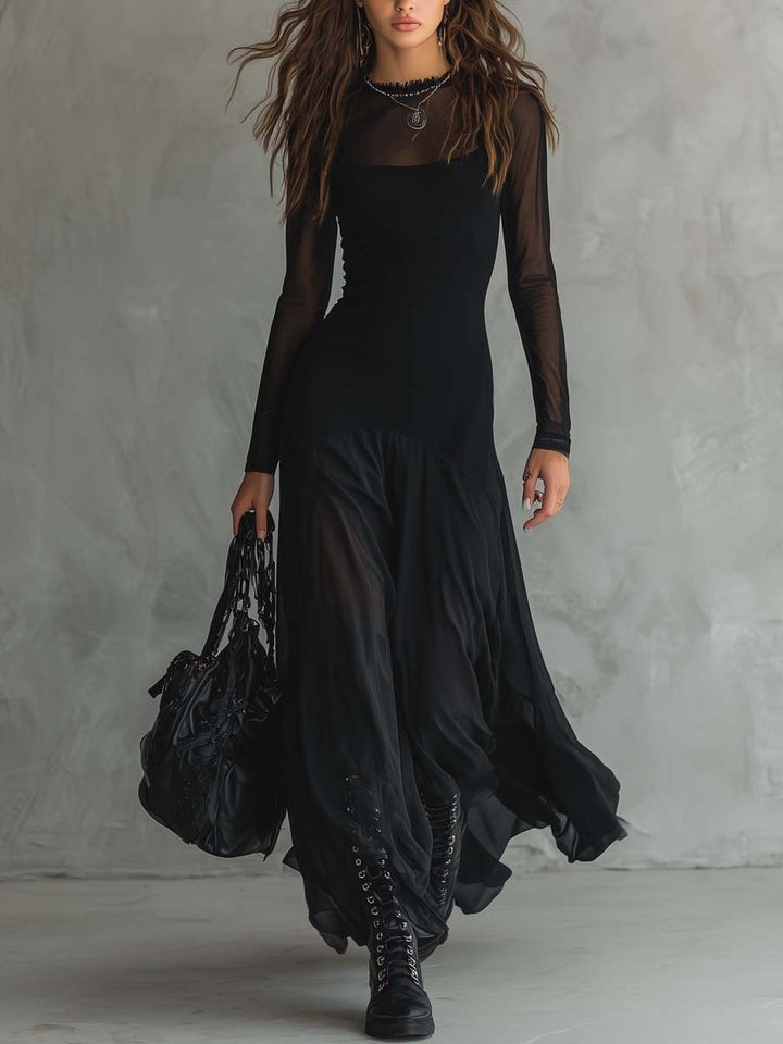 Eliza - Vestido maxi etéreo de manga larga