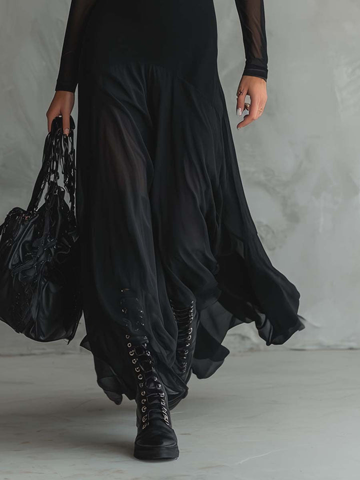 Eliza - Vestido maxi etéreo de manga larga