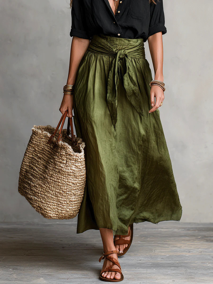 Odelia - Conjunto de top boho chic y falda midi