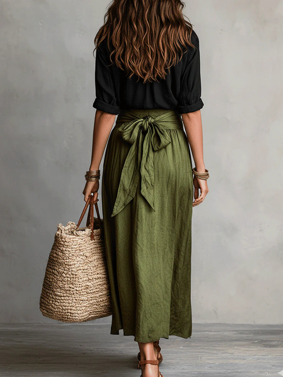Odelia - Conjunto de top boho chic y falda midi