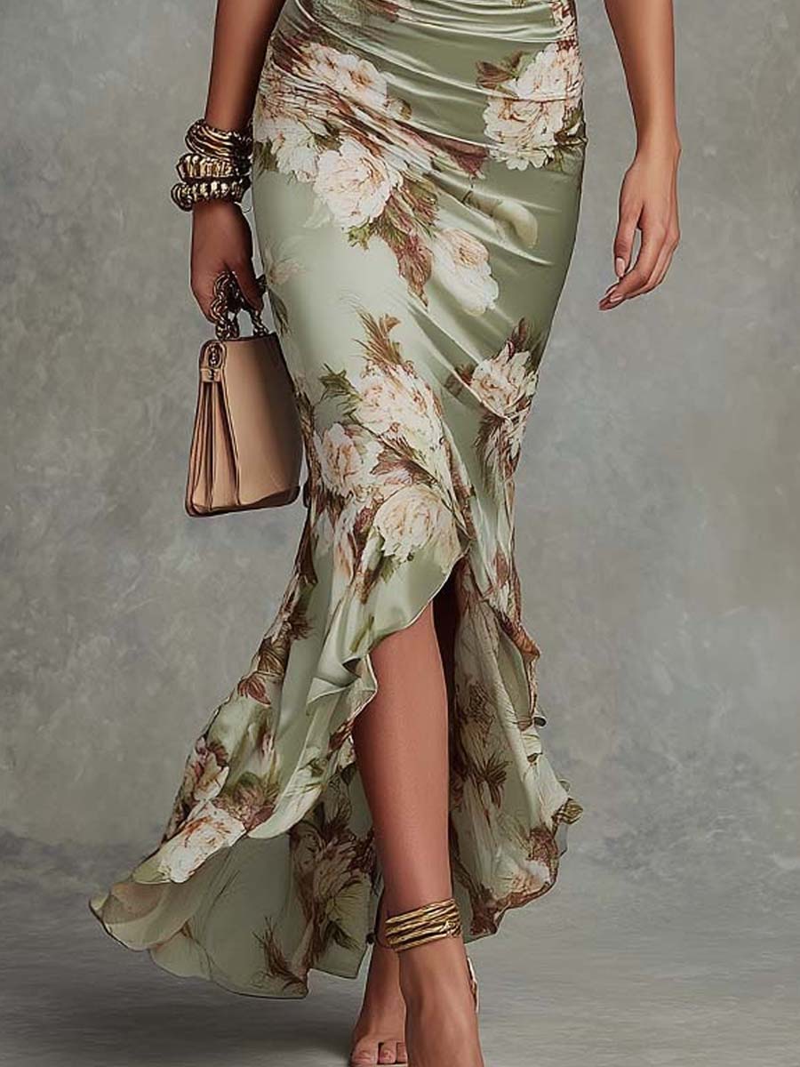 Osyra - Vestido floral de viscosa con escote en V