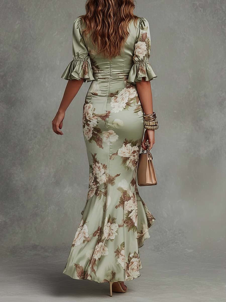 Osyra - Vestido floral de viscosa con escote en V