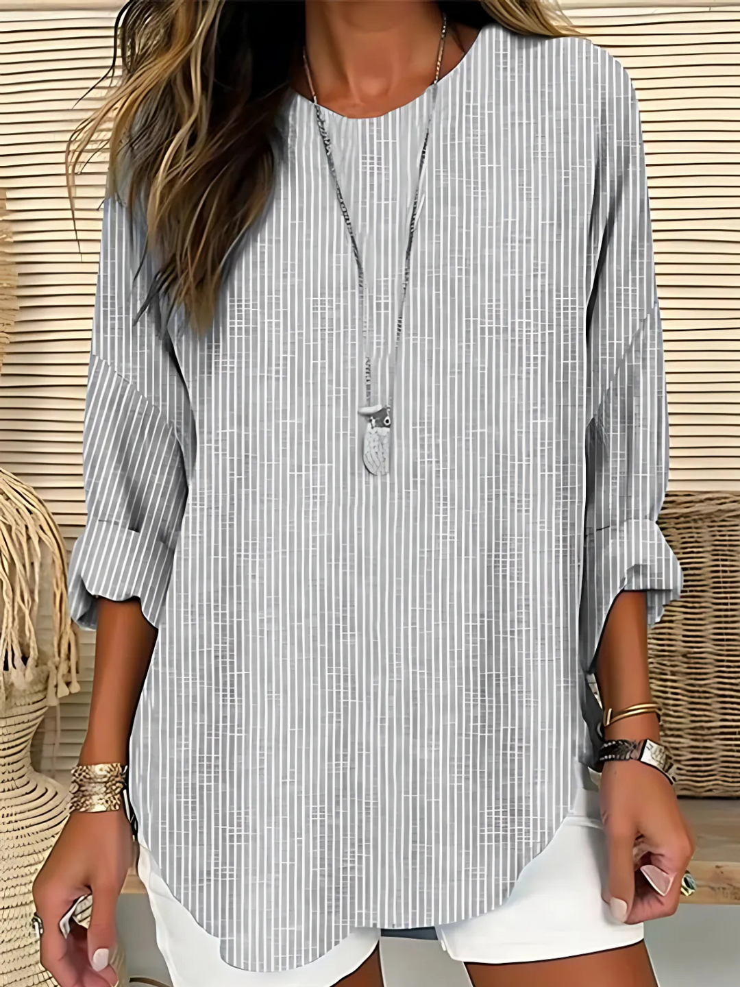 Wistera - Blusa a rayas, suave al tacto