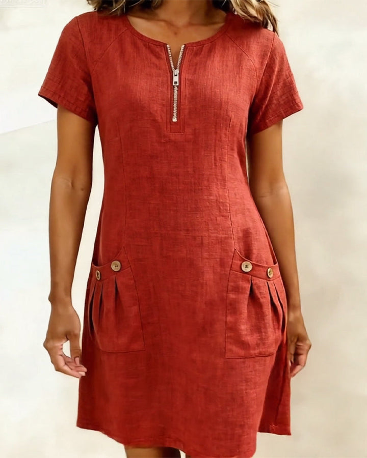 Ravelle - Vestido corte A de lino con tacto suave