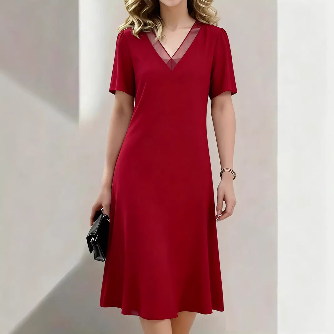 Brina - Vestido midi con escote en V y manga corta