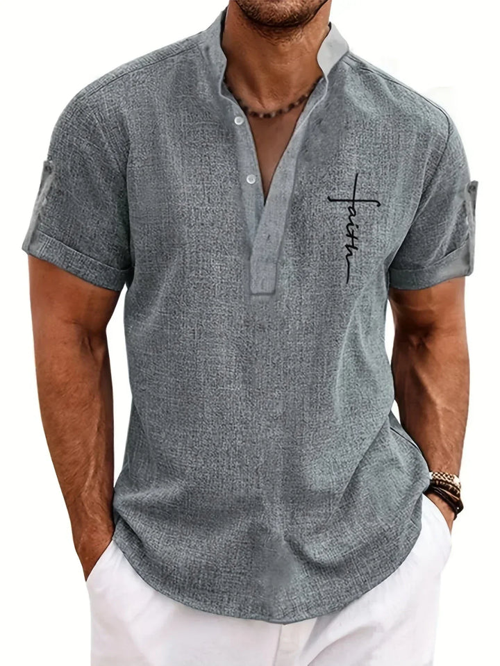 Harlan - Camisa de cuello alto texturizada