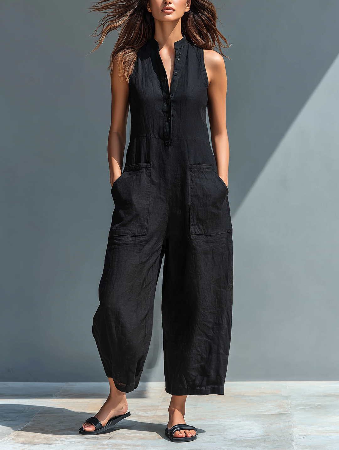 Zeria - Jumpsuit de lino fluido