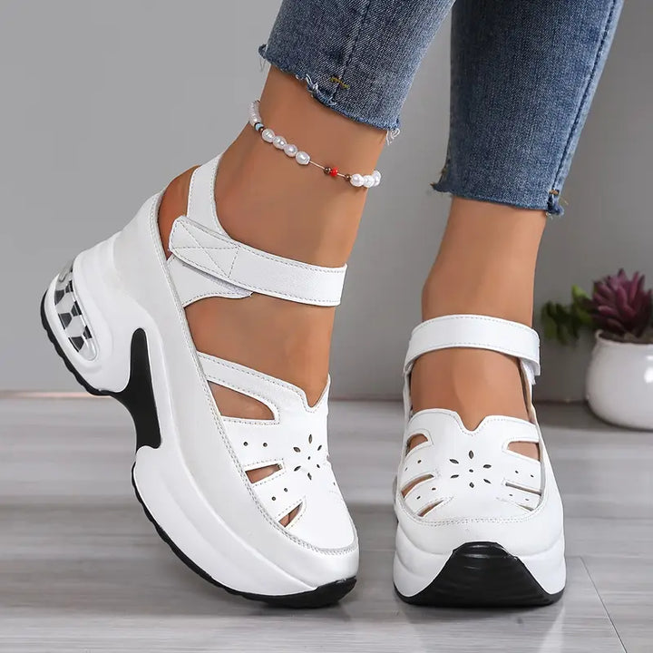 Taniae - Sandalias ortopédicas con cuña acolchada