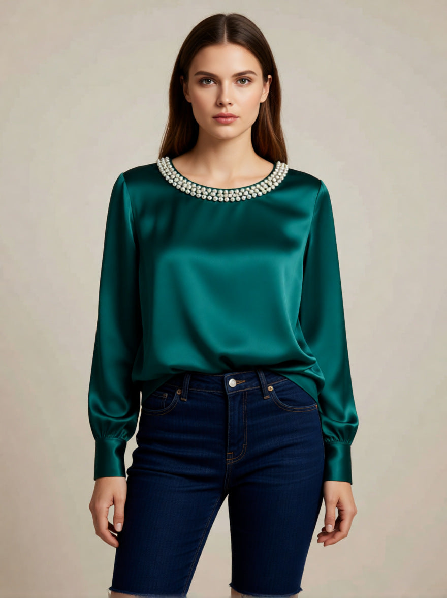 Avara - Blusa elegante con perlas