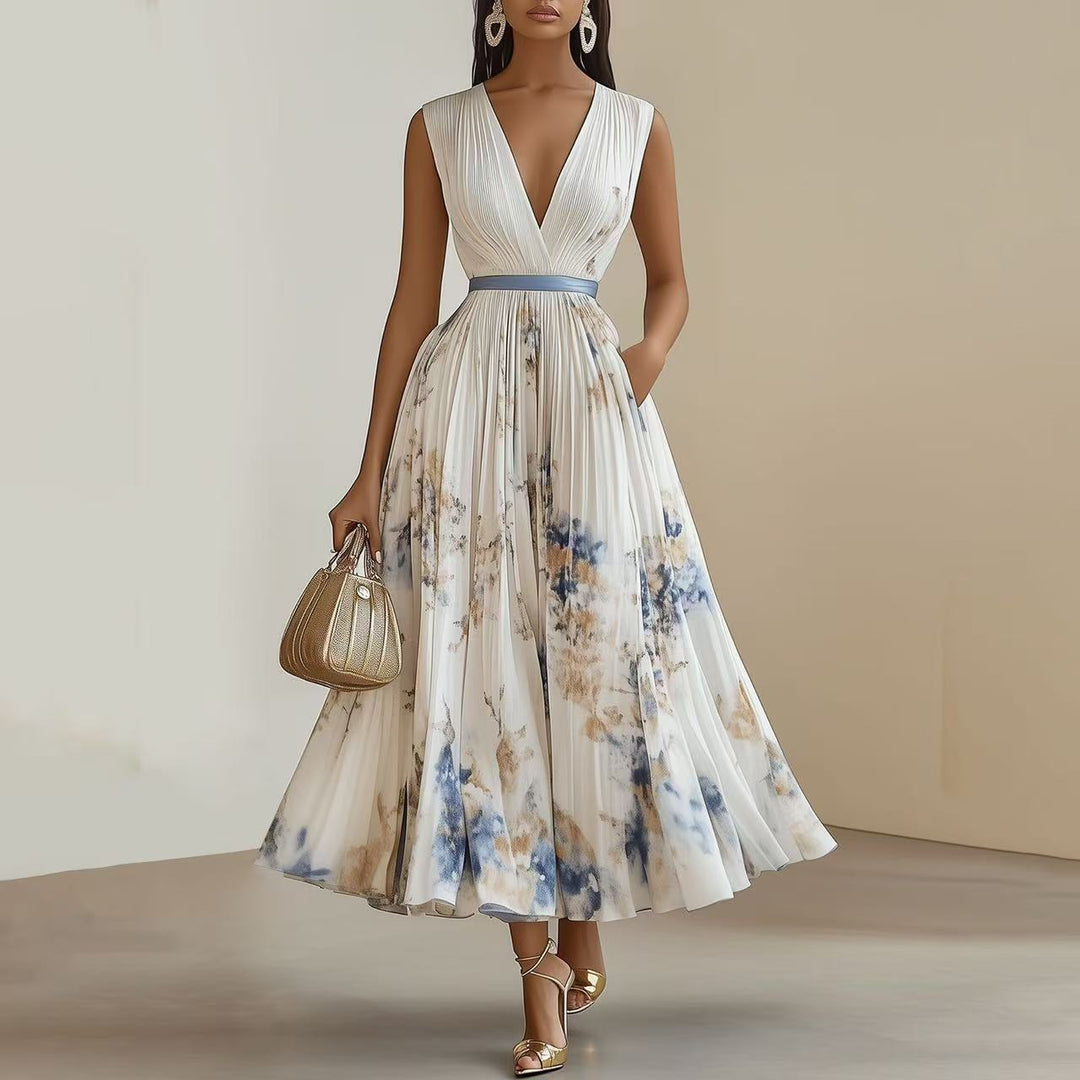 Nadia - Vestido midi plisado con estampado floral