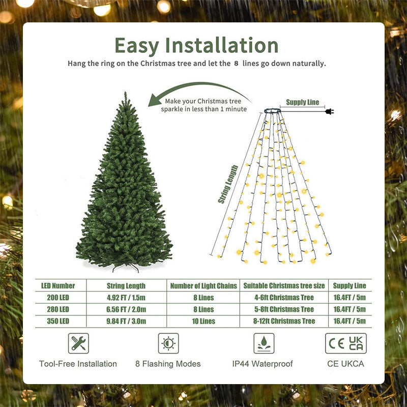 Corenne - Luces LED en Cascada para Árbol de Navidad