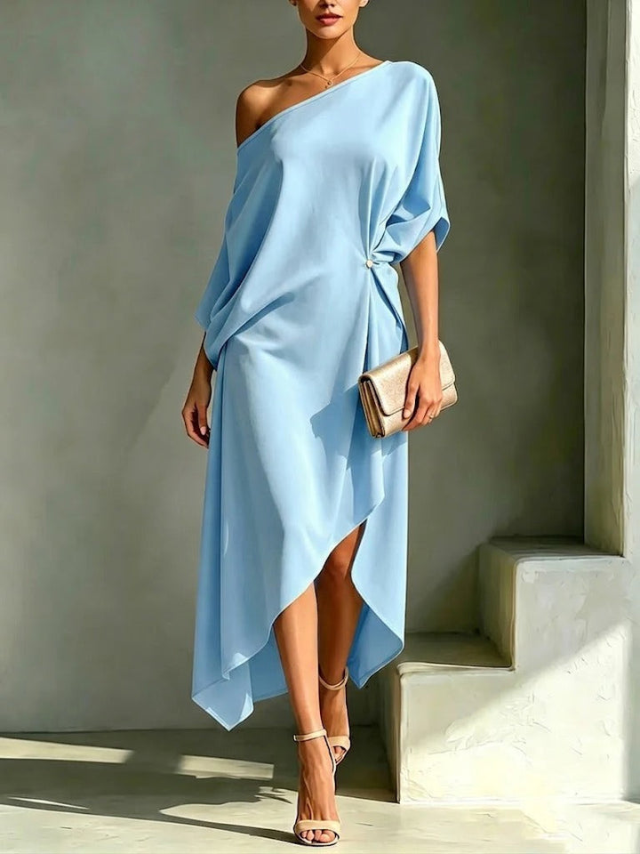 Andrea - Vestido midi asimétrico de un solo hombro