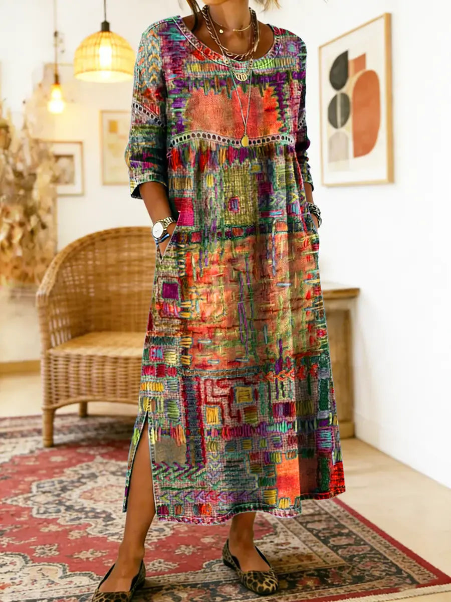 Maelle - Vestido midi estampado de silueta relajada y estilo casual