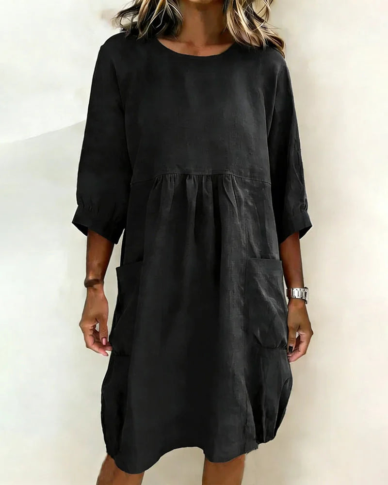 Avenra - Vestido holgado de manga tres cuartos