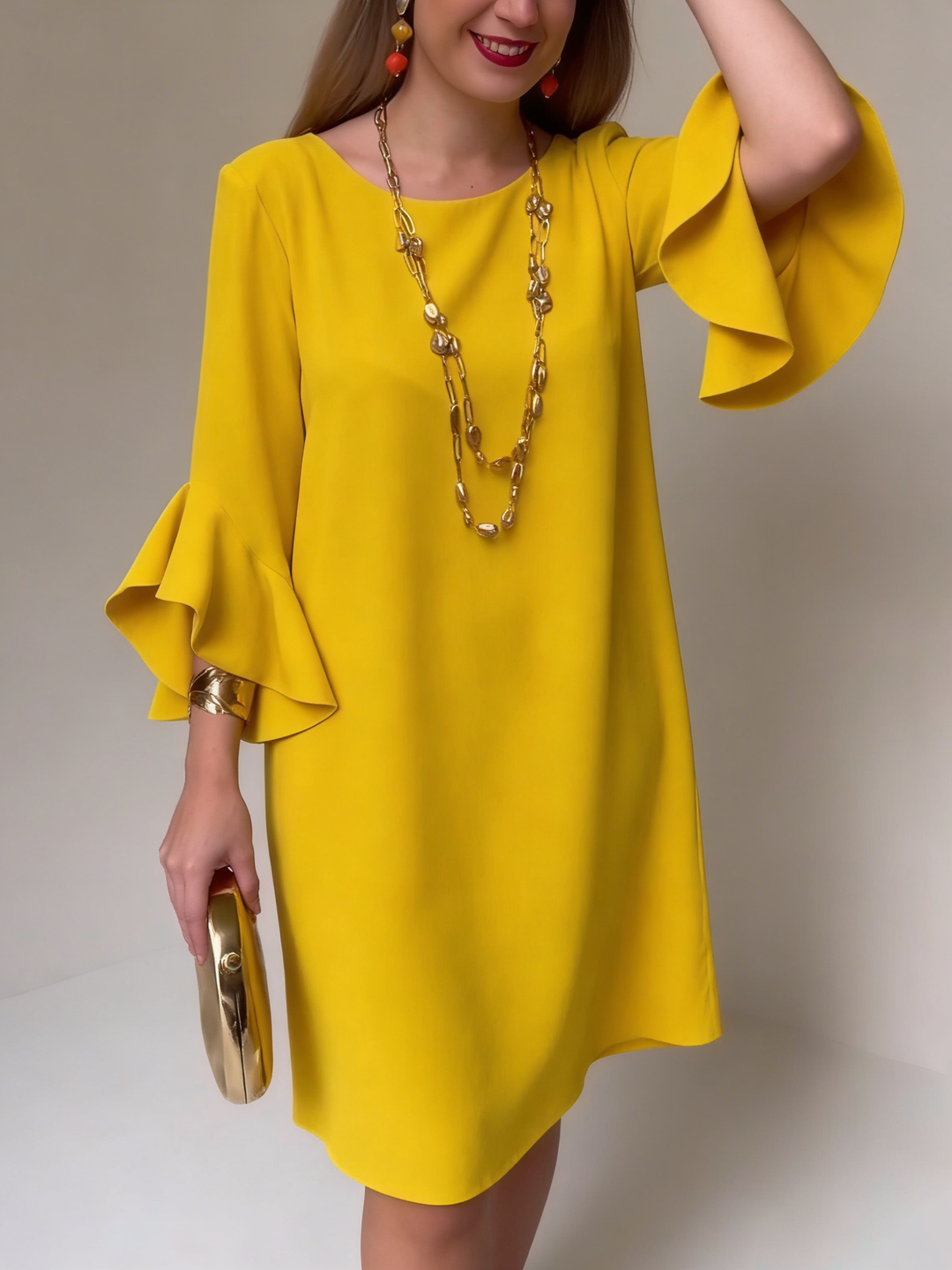 Hilaria - Minivestido de mangas con vuelo
