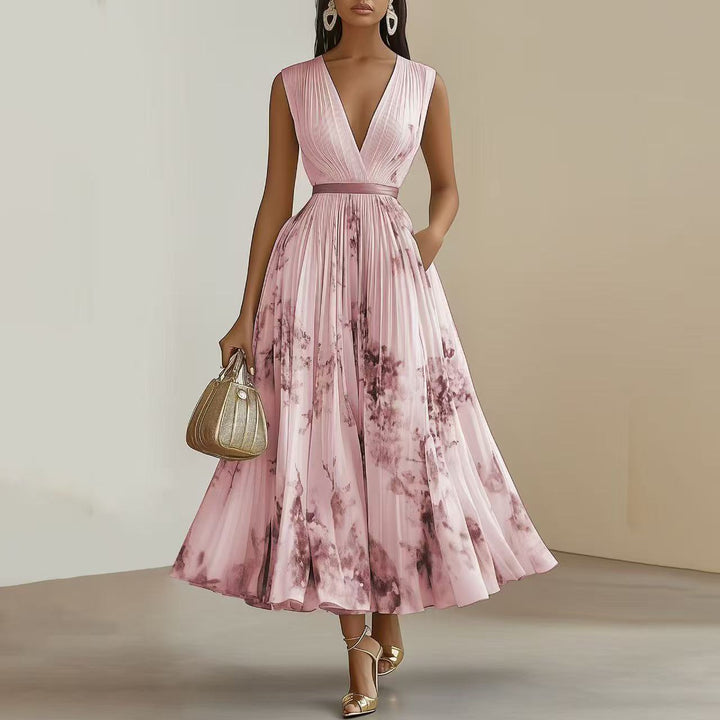 Nadia - Vestido midi plisado con estampado floral
