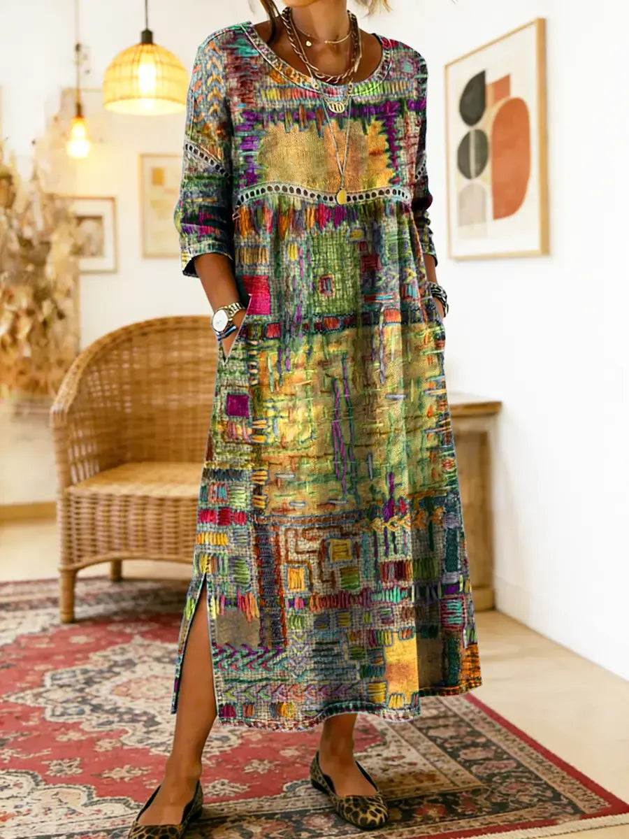 Maelle - Vestido midi estampado de silueta relajada y estilo casual