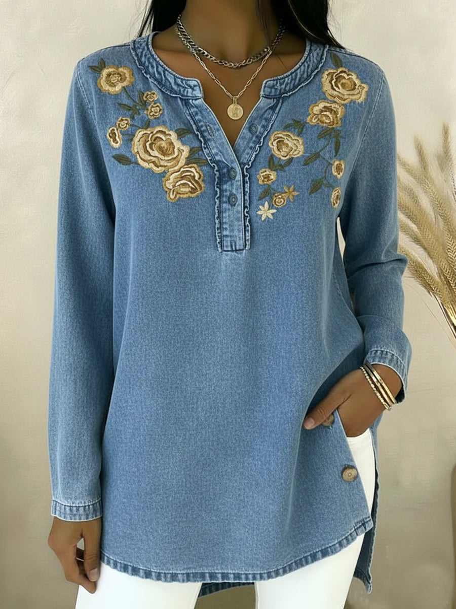 Seyla - Camisa de mezclilla floral