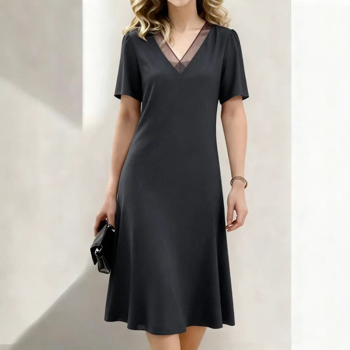 Brina - Vestido midi con escote en V y manga corta