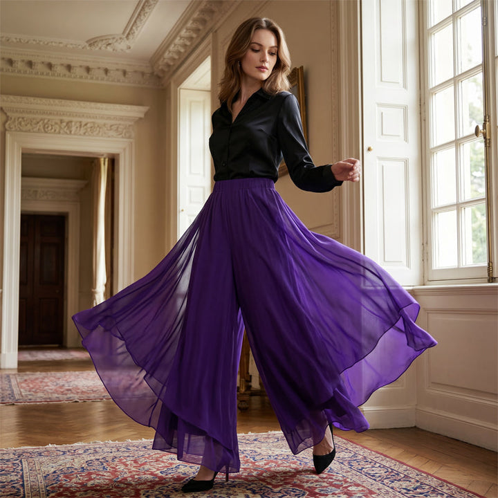 Hope - Pantalón palazzo con capa de chifón