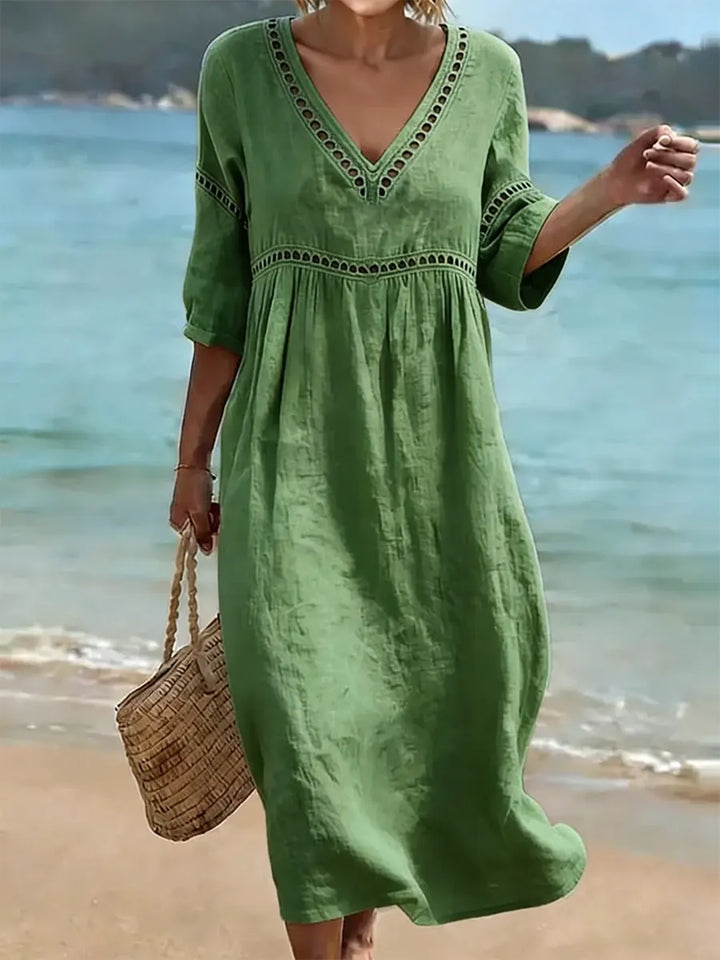 Quessia - Vestido de tacto suave con escote en V