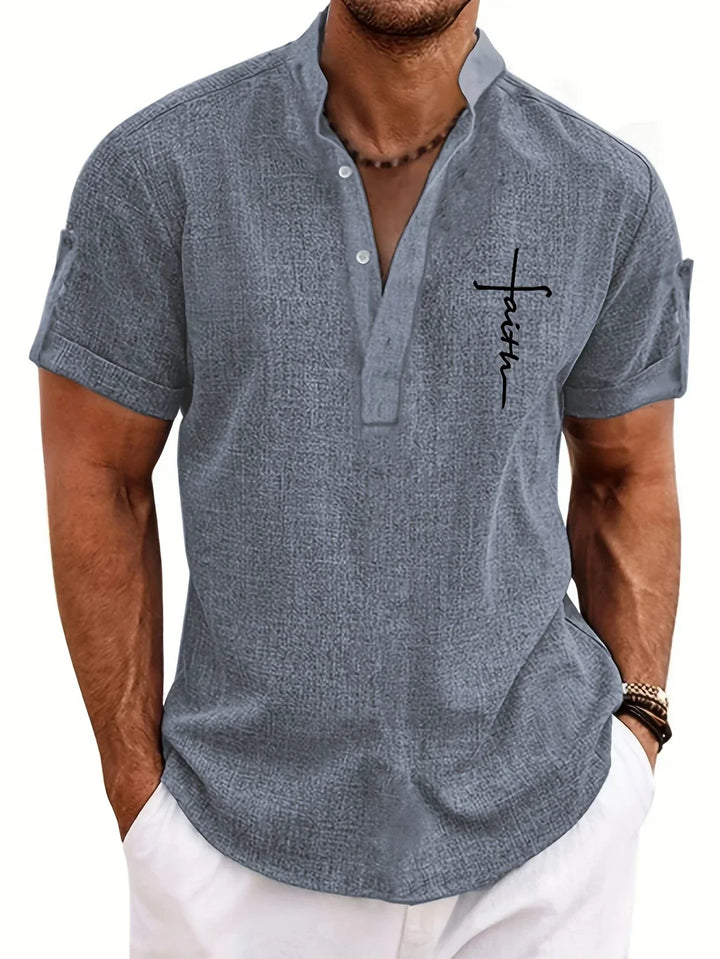 Harlan - Camisa de cuello alto texturizada