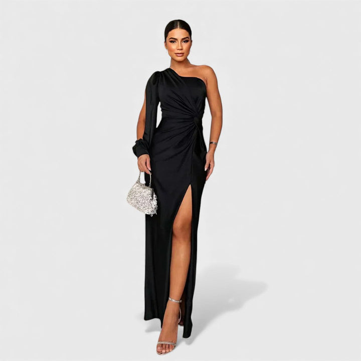 Ellivia - Vestido de noche de un solo hombro de tacto suave