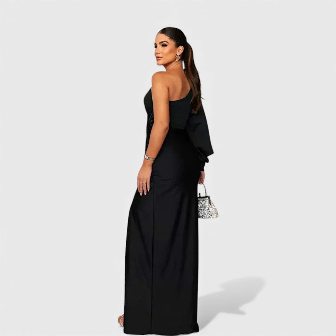Ellivia - Vestido de noche de un solo hombro de tacto suave