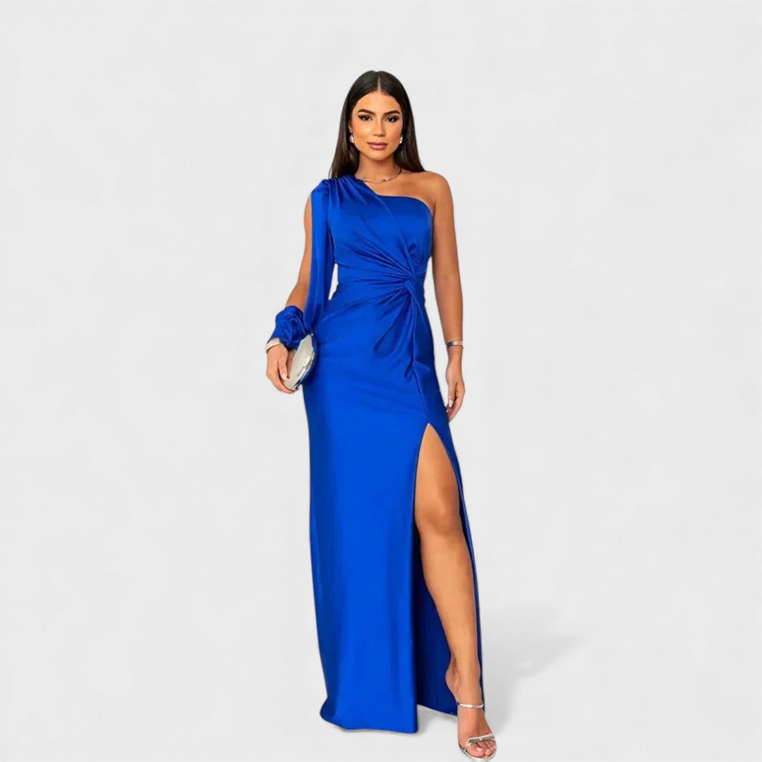 Ellivia - Vestido de noche de un solo hombro de tacto suave