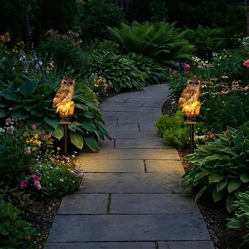 Amora - Lámpara decorativa para jardín con forma de búho