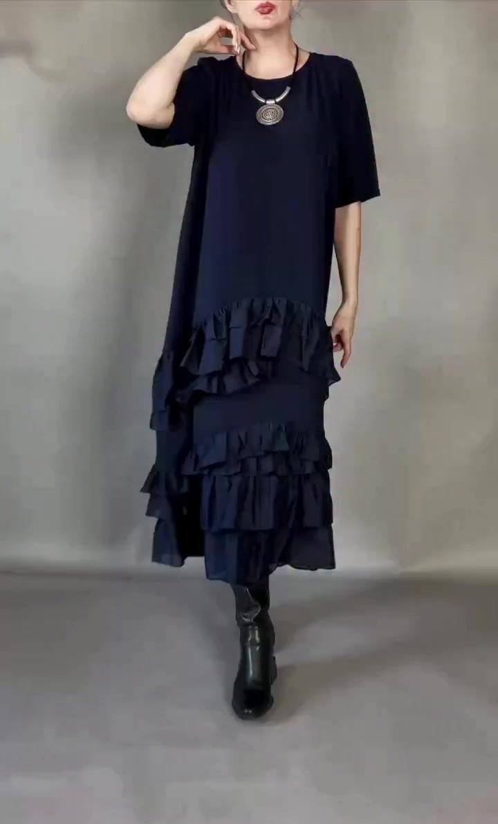 Elena - Vestido maxi acampanado de tacto suave