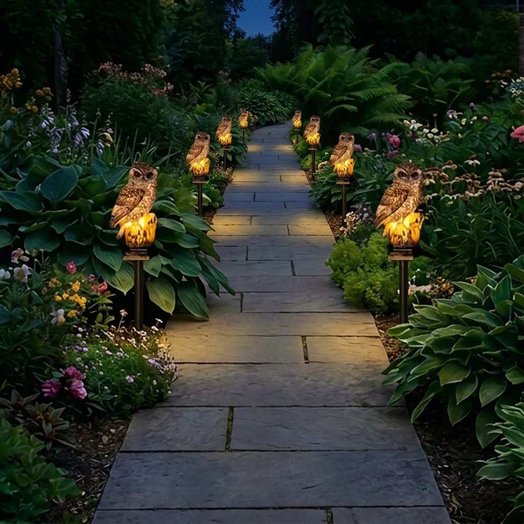 Amora - Lámpara decorativa para jardín con forma de búho