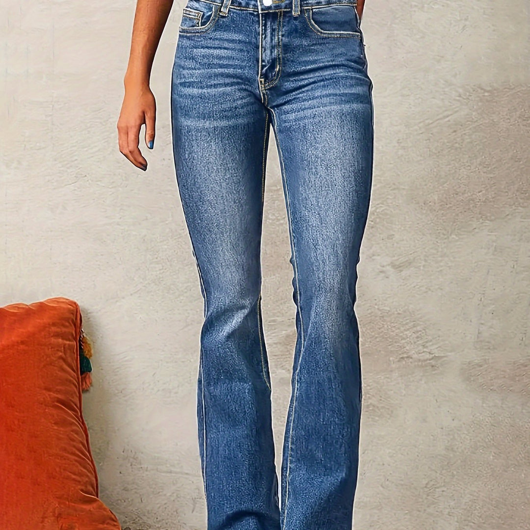 Evarra - Jeans acampanados de tiro alto con suave elasticidad