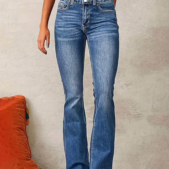 Evarra - Jeans acampanados de tiro alto con suave elasticidad