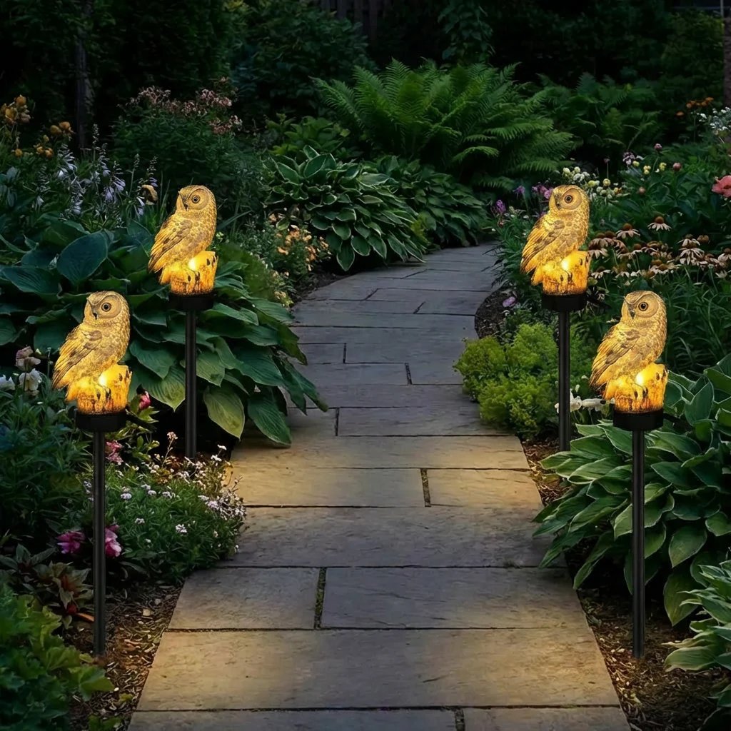 Amora - Lámpara decorativa para jardín con forma de búho