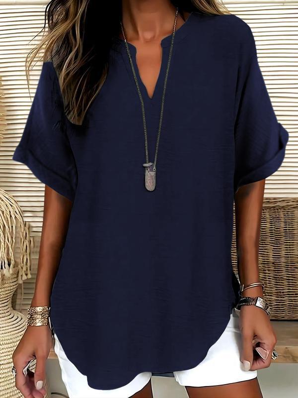 Xalina - Blusa de escote con muesca y tacto suave