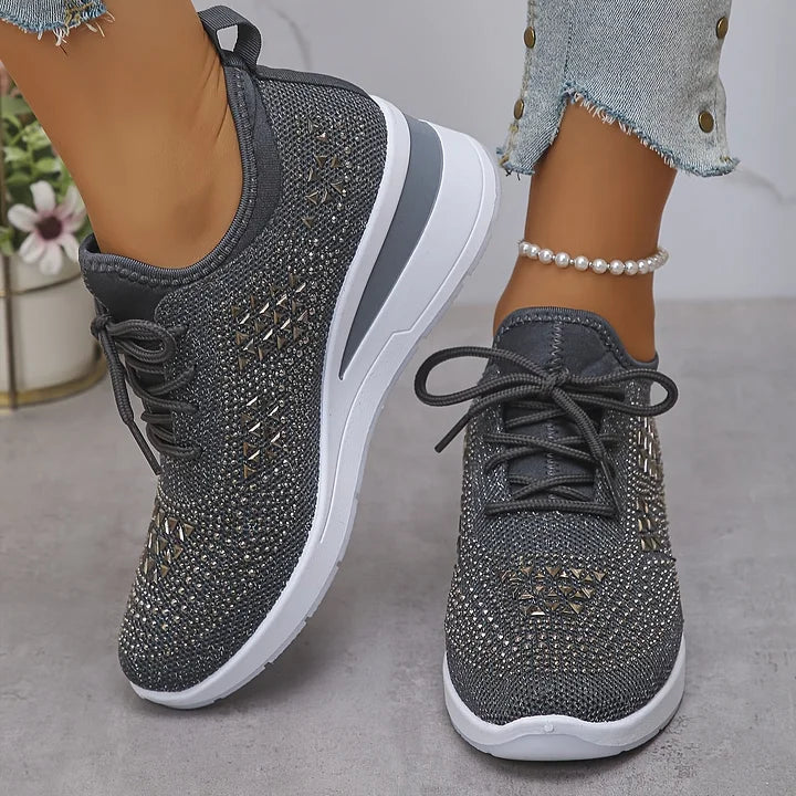 Zorielle - Tenis sin cordones con brillo