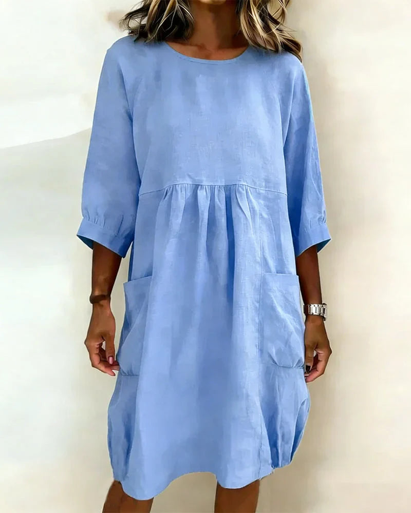 Avenra - Vestido holgado de manga tres cuartos
