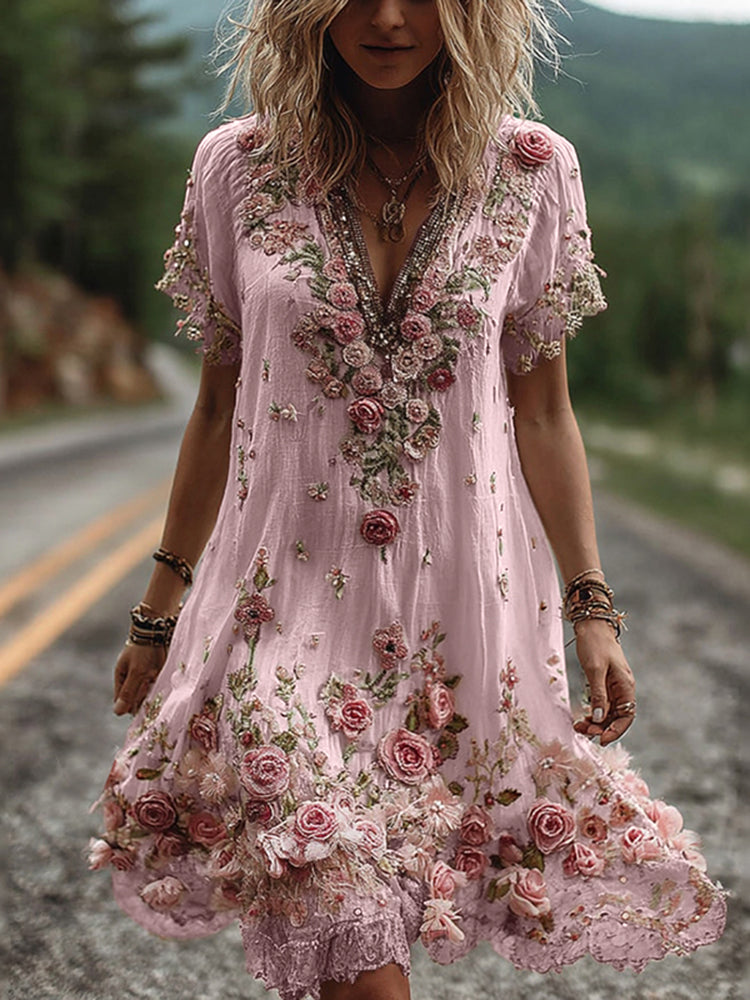 Giselda - Vestido con bordados florales