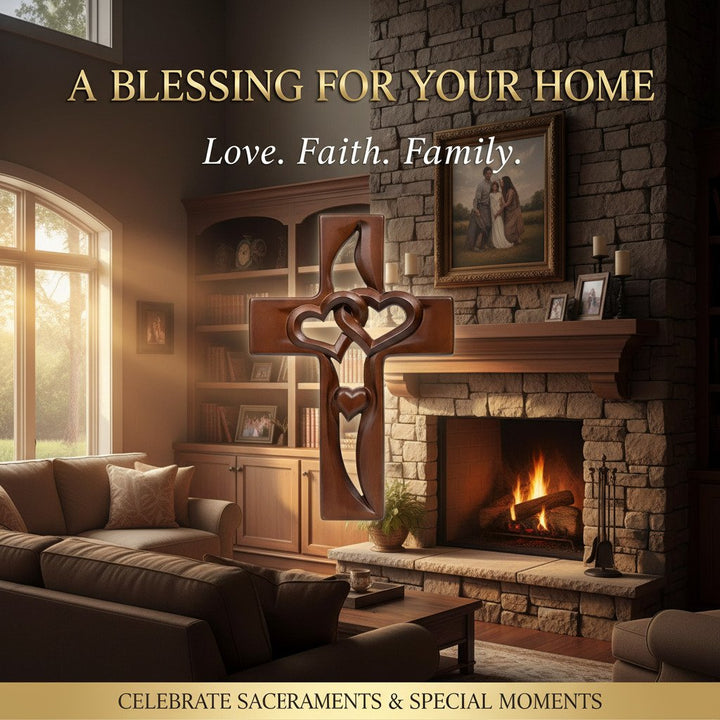 Orlinda - Decoración de Pared con Cruz y Detalle de Corazón