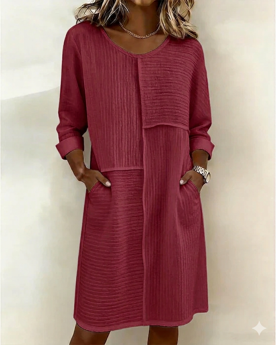 Taryn - Vestido recto de manga larga de tacto suave