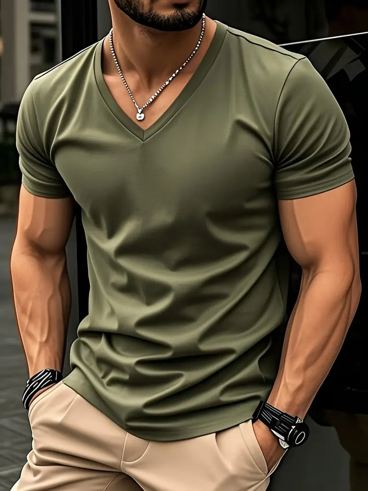 Trevor - Playera de cuello en V con tacto suave