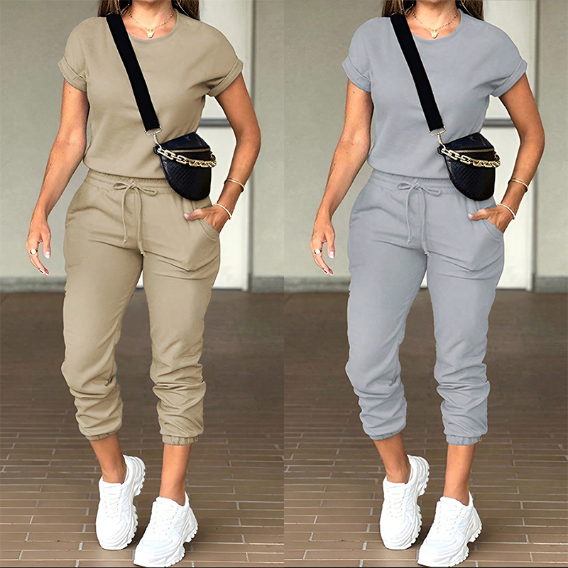 Tovelle - Conjunto de top casual y pantalón jogger